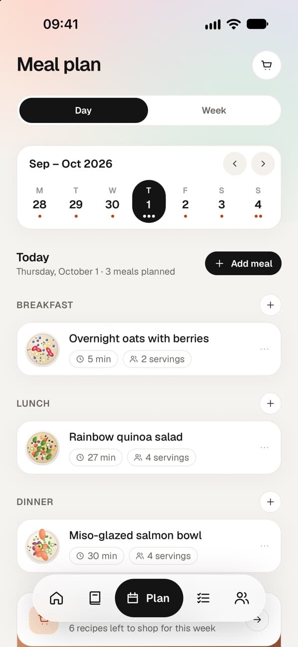 Okazo meal plan for the day